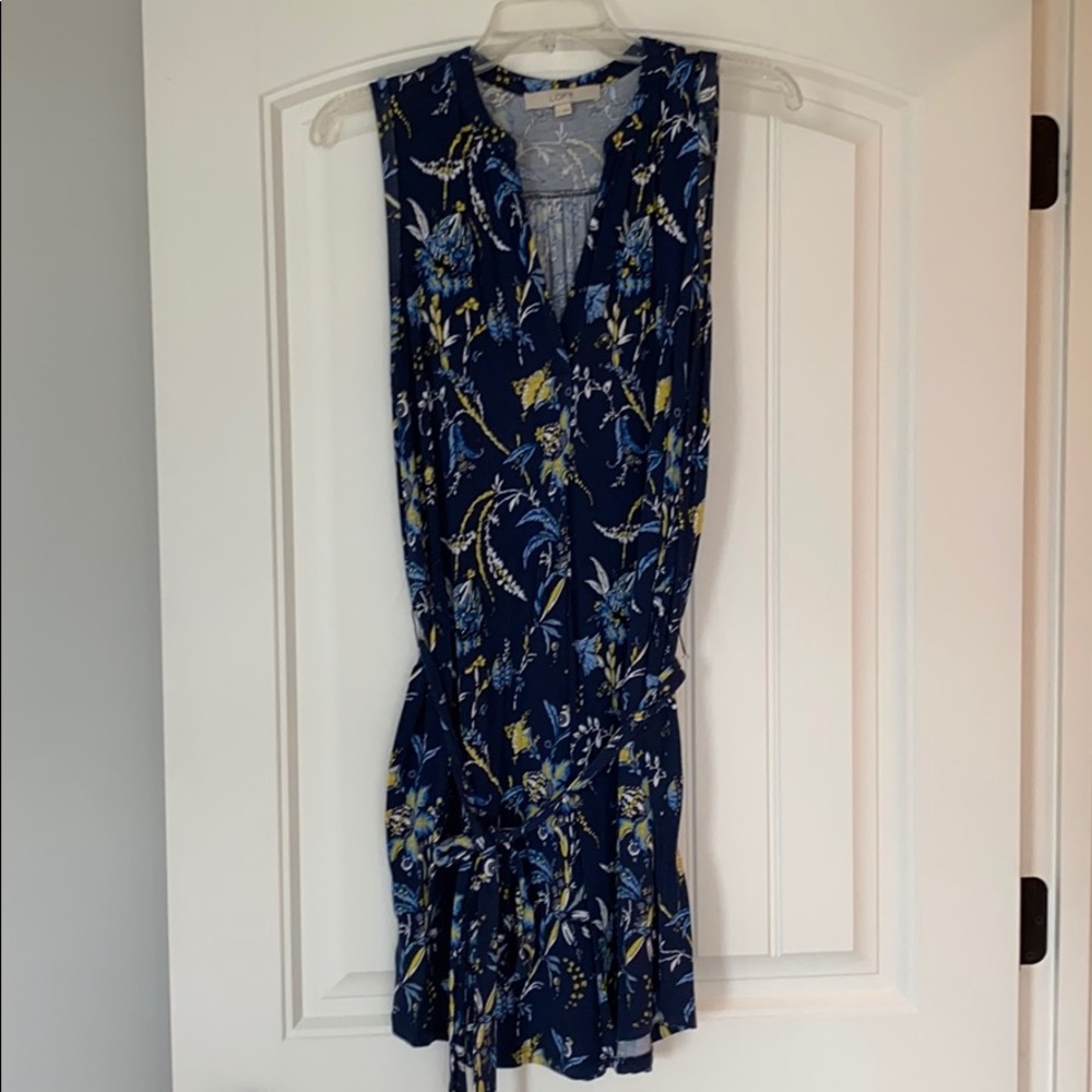 Loft Blue Floral Knit Dress. Size Small.